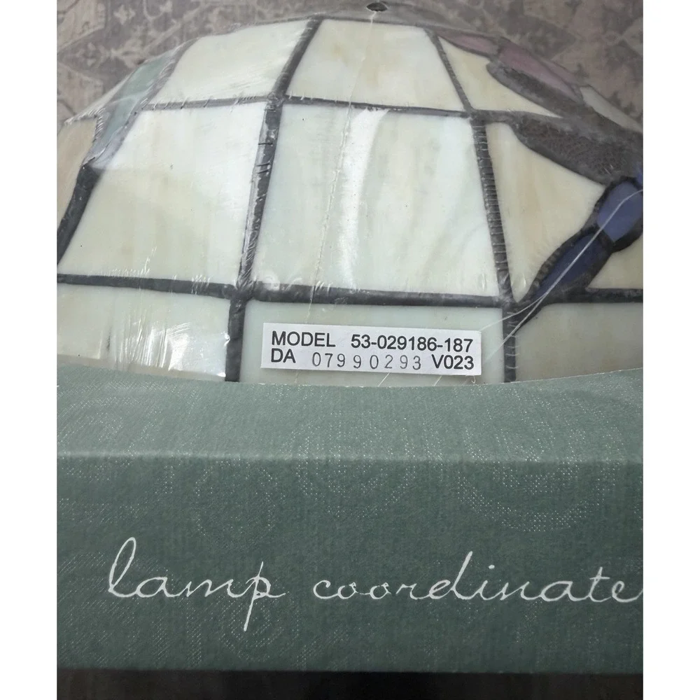 New Home Trends Accent Lamp Dragonfly Floral Stained Glass Shade Only